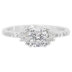 Timeless Cushion Sparkle: 0.81 Carat Diamond Ring with Dazzling Accents