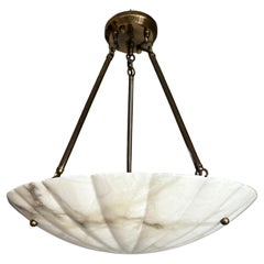 Timeless Design & 18.9" Ø Art Deco Alabaster Flush Mount / Suspension Light