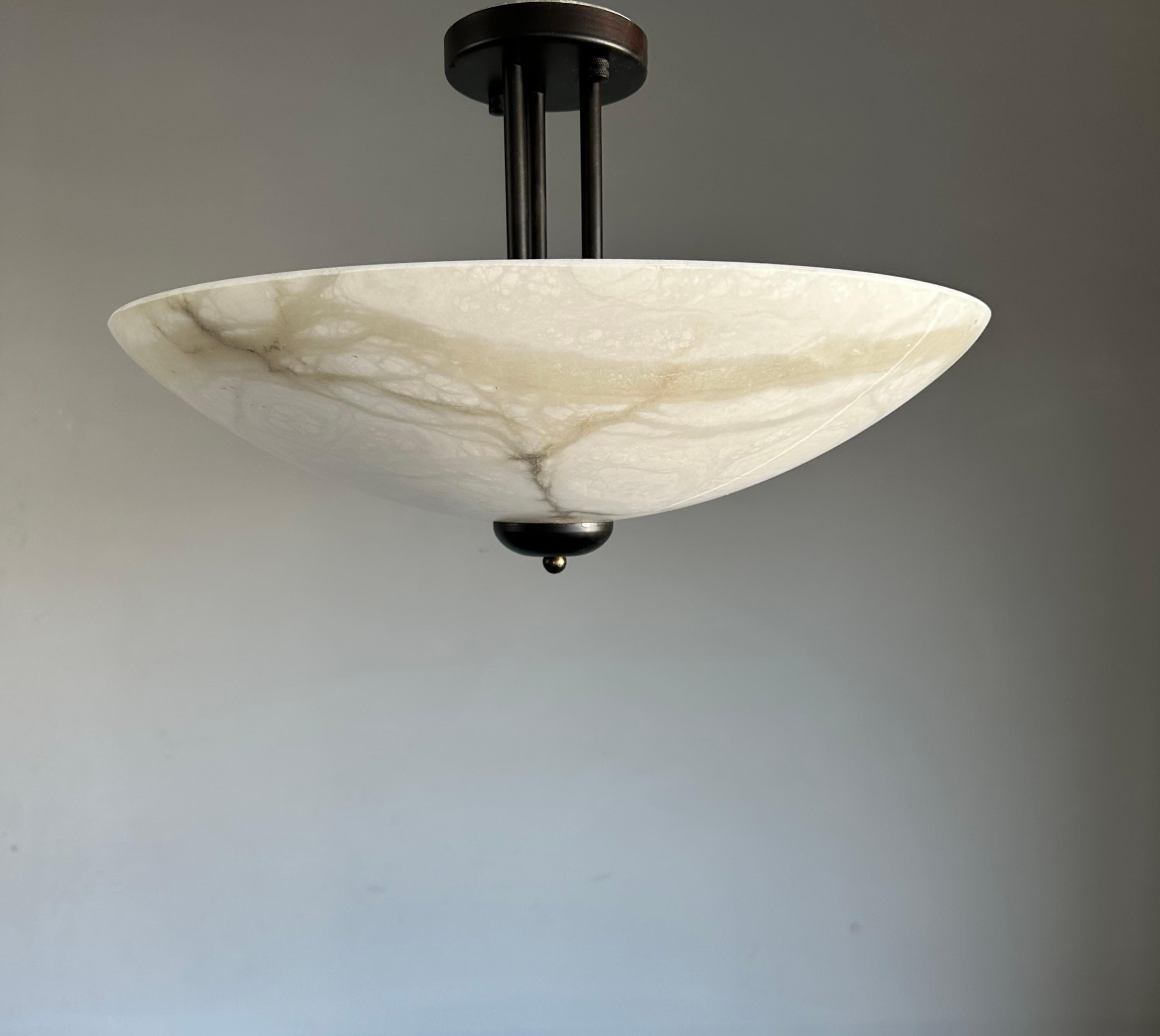 Timeless Design & Large Art Deco Design Alabaster Flush Mount / Pendant Lamp 8