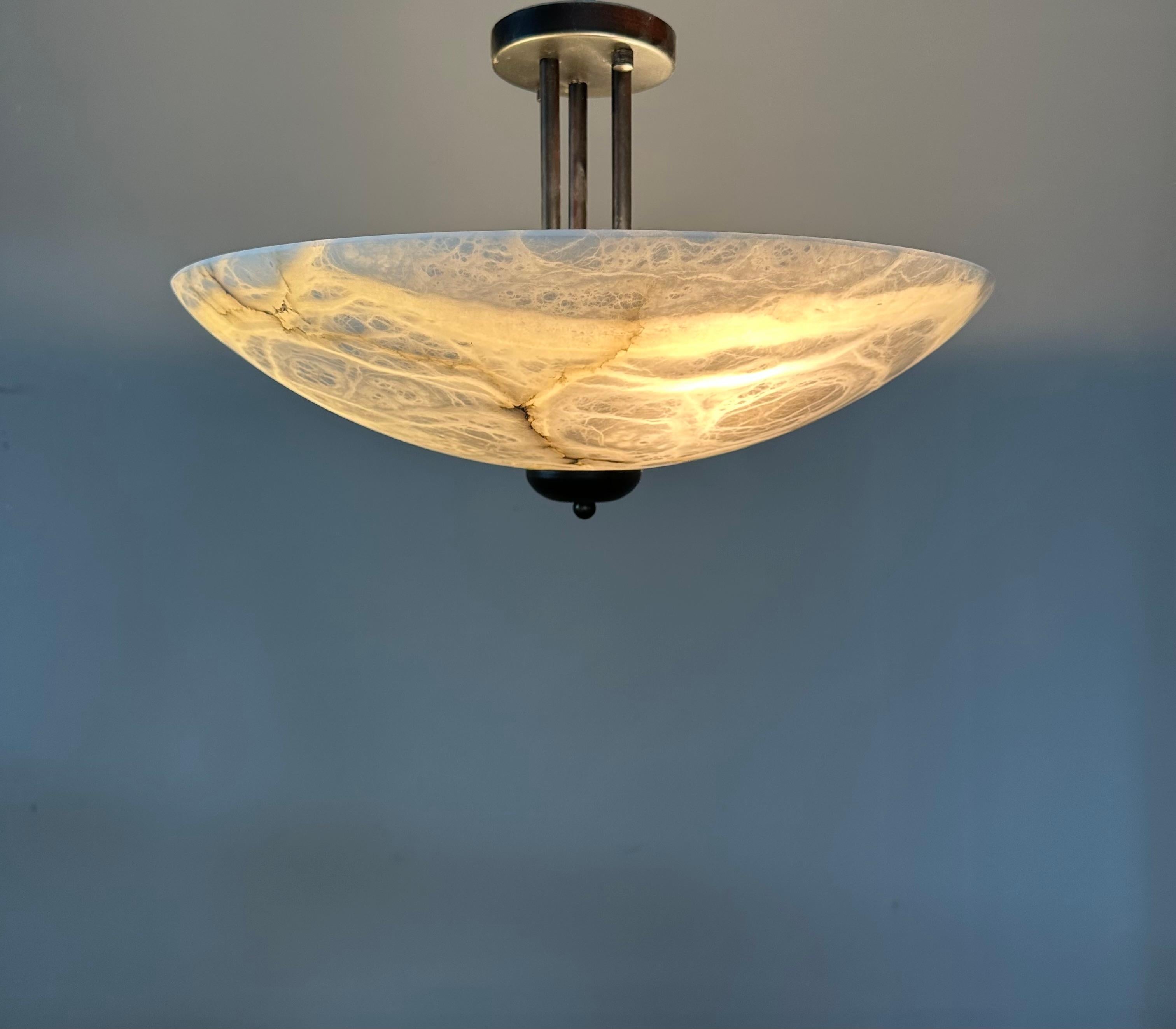 Timeless Design & Large Art Deco Design Alabaster Flush Mount / Pendant Lamp 9