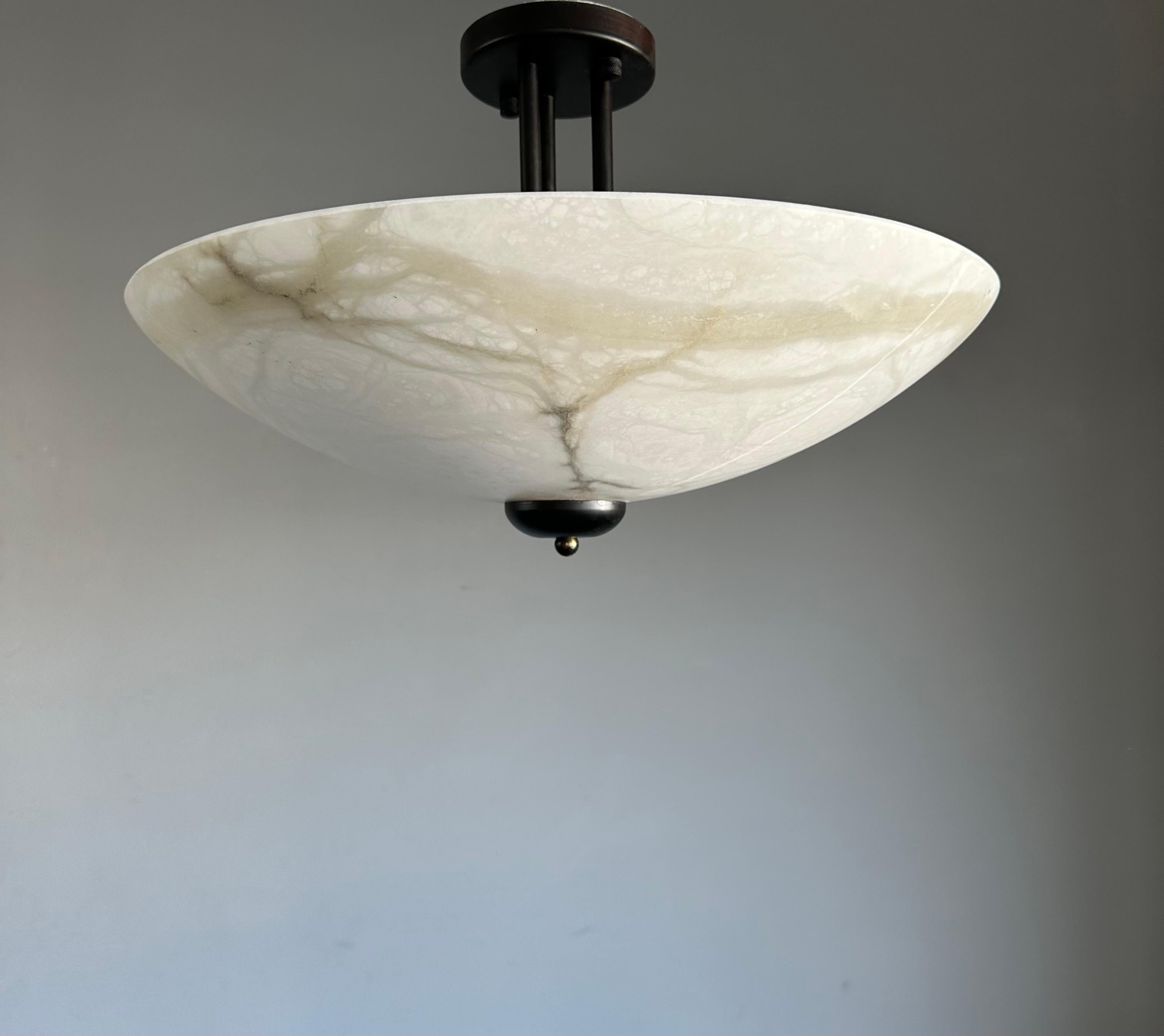 Cast Timeless Design & Large Art Deco Design Alabaster Flush Mount / Pendant Lamp