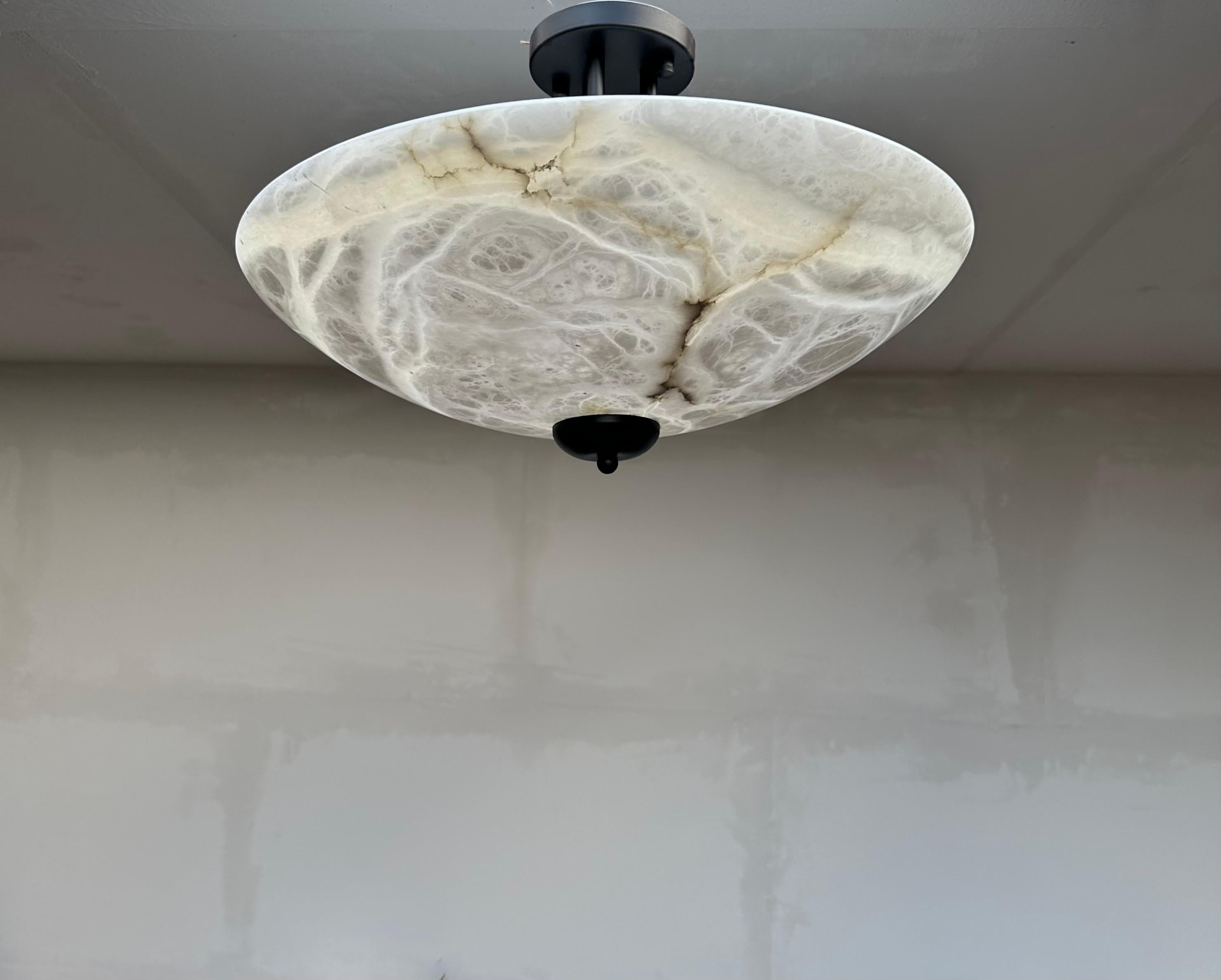 Iron Timeless Design & Large Art Deco Design Alabaster Flush Mount / Pendant Lamp