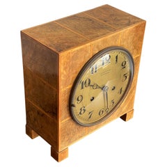 Timeless Design & Warm Color Burl Walnut Art Deco Mantel, Desk or Pendulum Clock