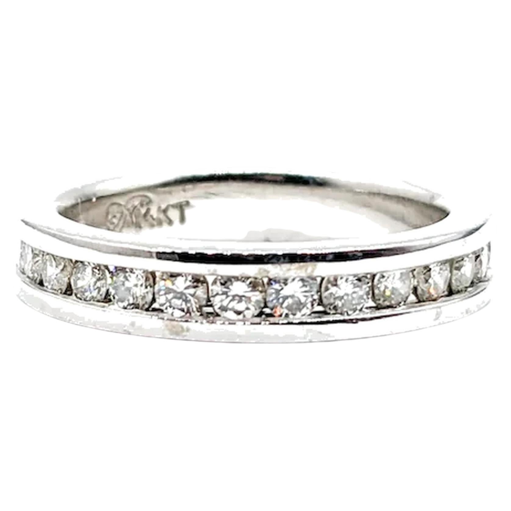 Timeless Diamond Channel Band in 14k White Gold For Sale