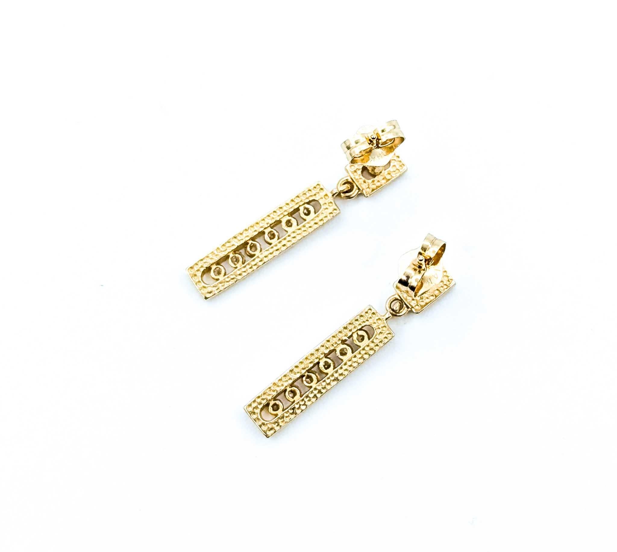 Women's Timeless Diamond Dangle Bar Earrings in 14K Yellow Gold For Sale
