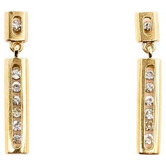 Timeless Diamond Dangle Bar Earrings in 14K Yellow Gold