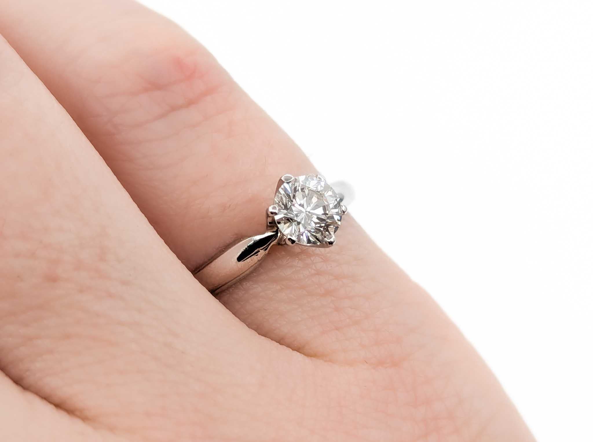 Round Cut Timeless Diamond Solitaire Engagement Ring in White Gold For Sale