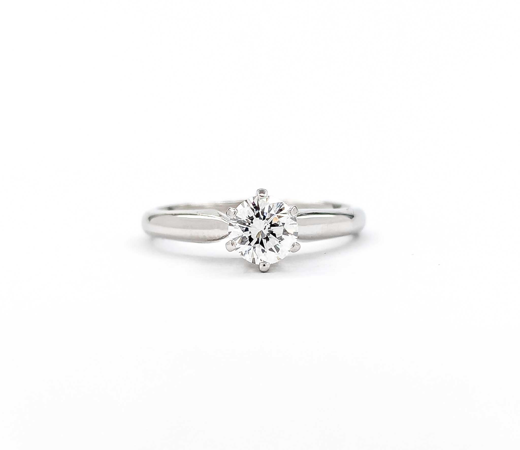 Women's Timeless Diamond Solitaire Engagement Ring in White Gold For Sale