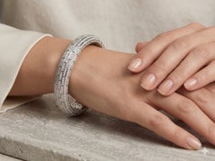 Timeless Elegance 18KT White Gold and Diamond Bangle Bracelet (Flexible opening)