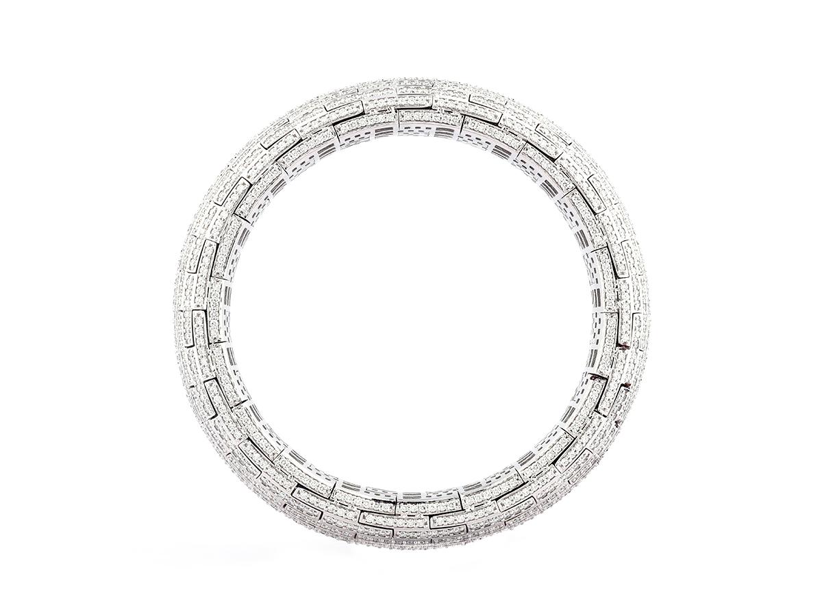 Taglio brillante Bracciale Elegance in oro bianco 18KT e diamanti (apertura flessibile) in vendita