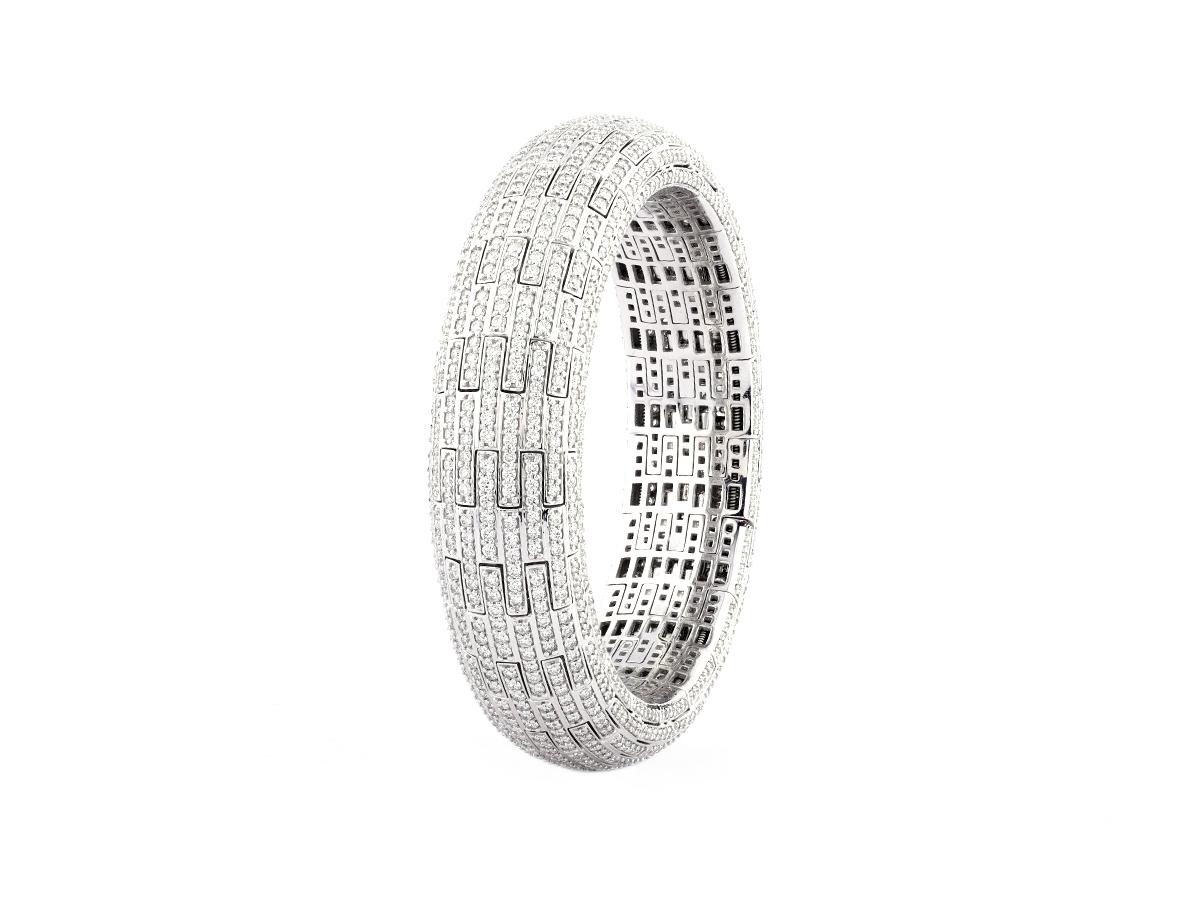 Bracciale Elegance in oro bianco 18KT e diamanti (apertura flessibile) In condizioni Nuovo in vendita a Antwerp, BE