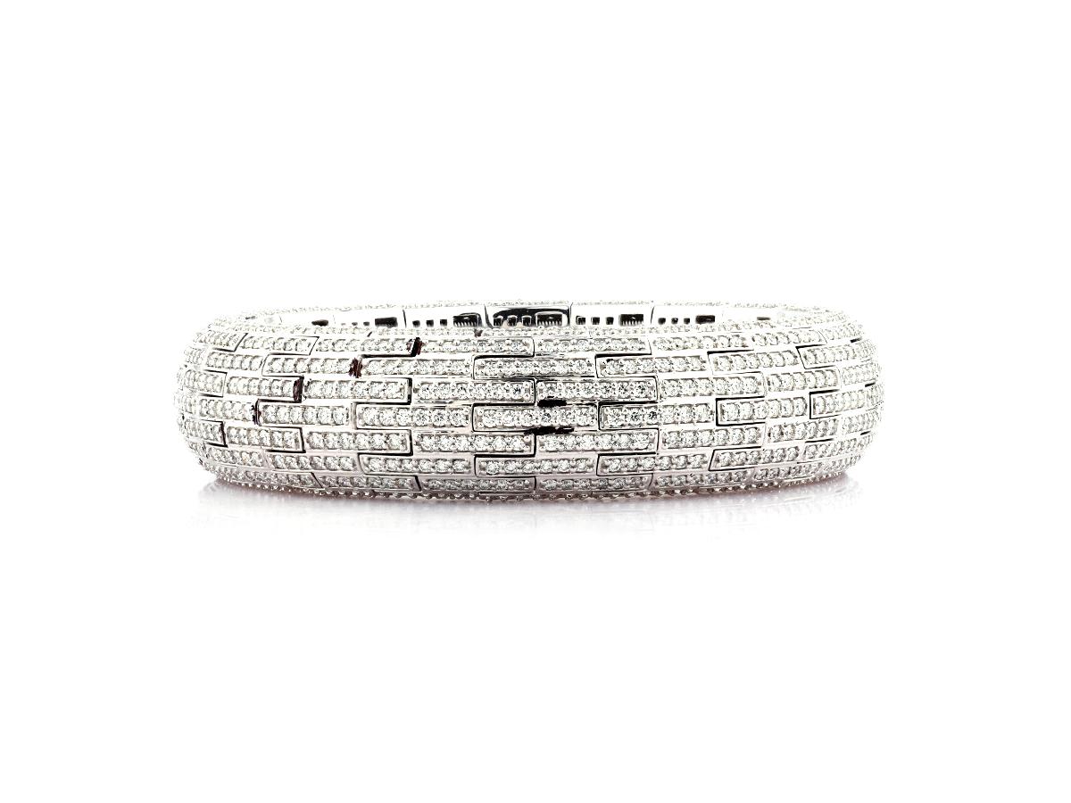 Donna Bracciale Elegance in oro bianco 18KT e diamanti (apertura flessibile) in vendita