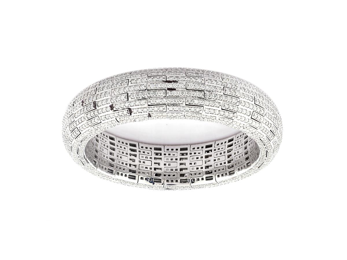 Bracciale Elegance in oro bianco 18KT e diamanti (apertura flessibile) in vendita 1