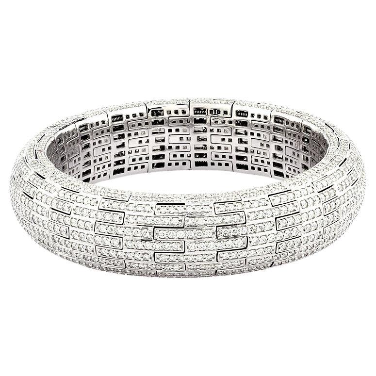 Bracciale Elegance in oro bianco 18KT e diamanti (apertura flessibile) in vendita
