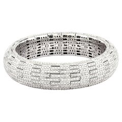 Timeless Elegance 18KT White Gold and Diamond Bangle Bracelet (Flexible opening)