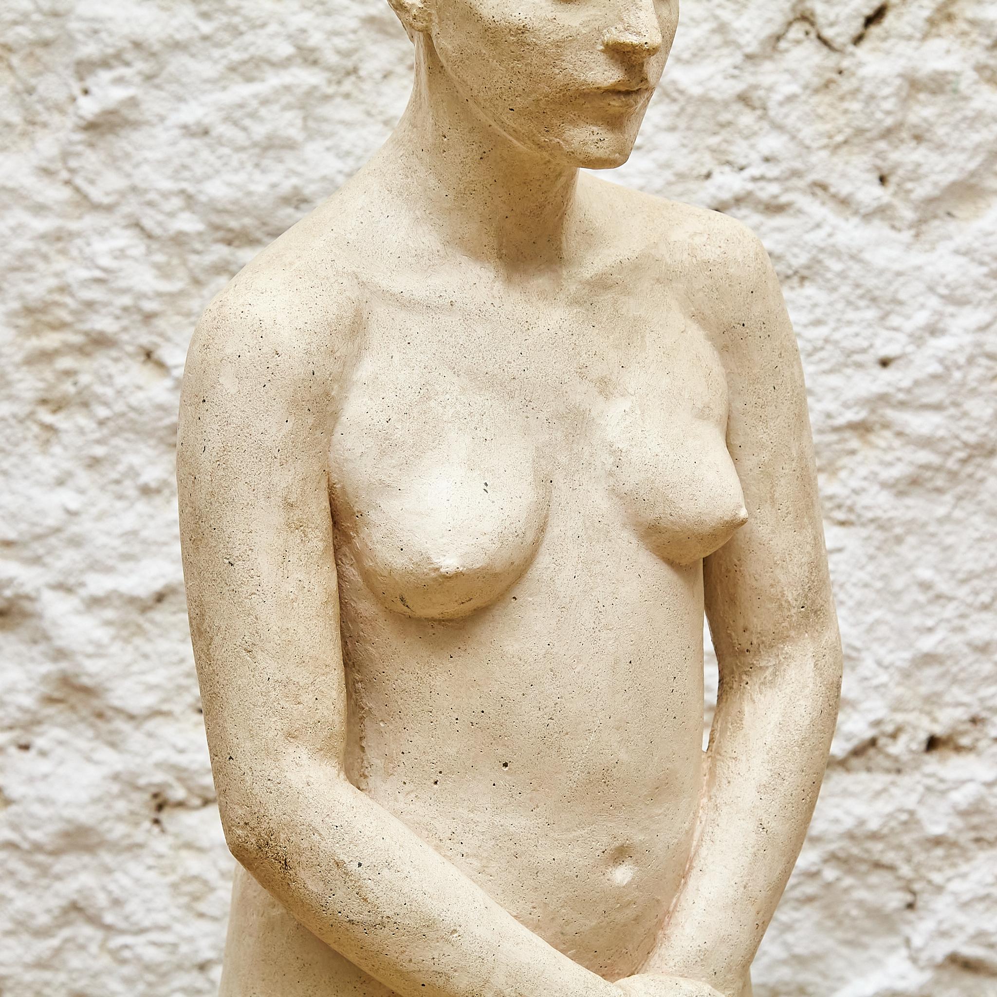 Timeless Elegance: 1960 Spanish Nude Woman Sculpture - Plaster, Painted Art 1