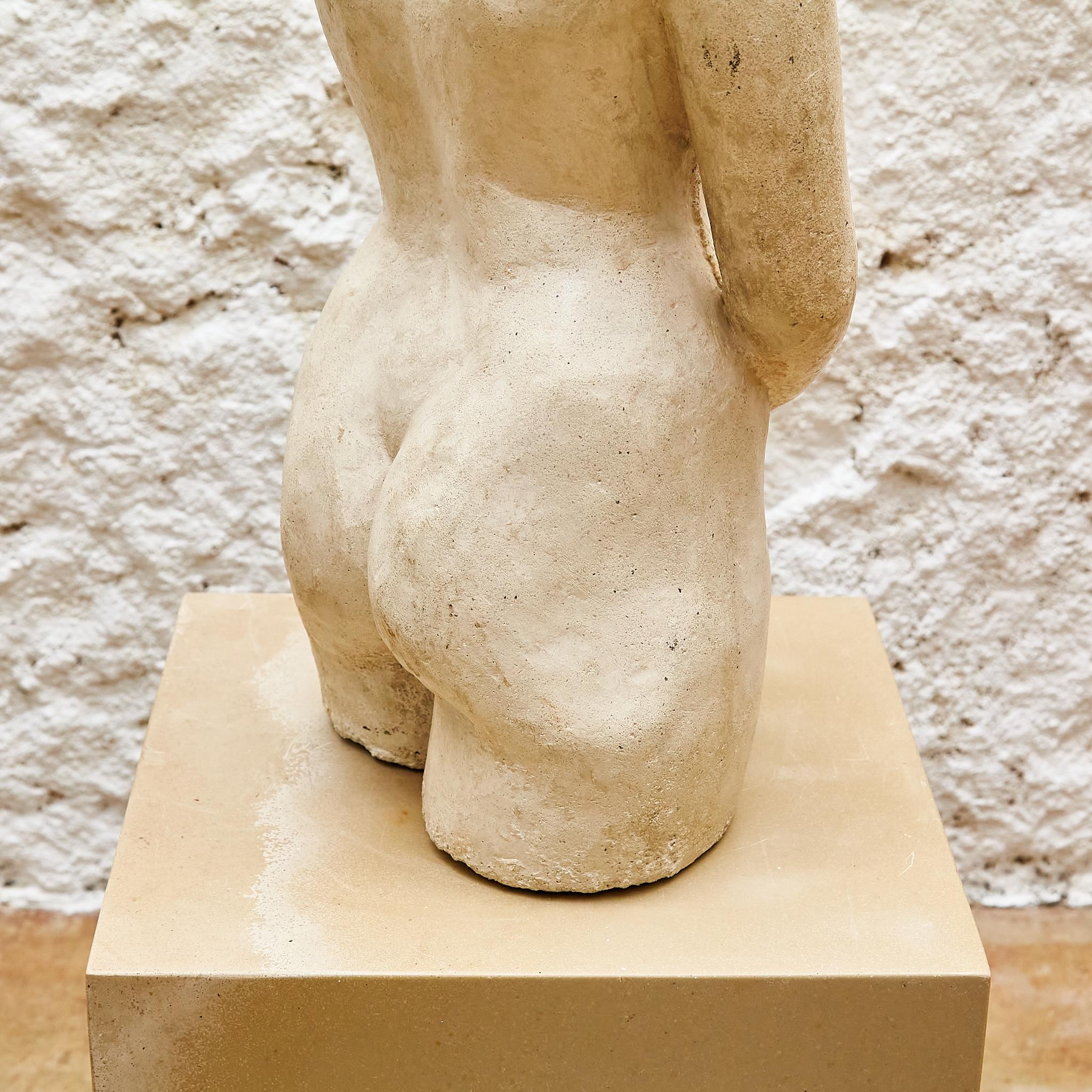 Timeless Elegance: 1960 Spanish Nude Woman Sculpture - Plaster, Painted Art 2