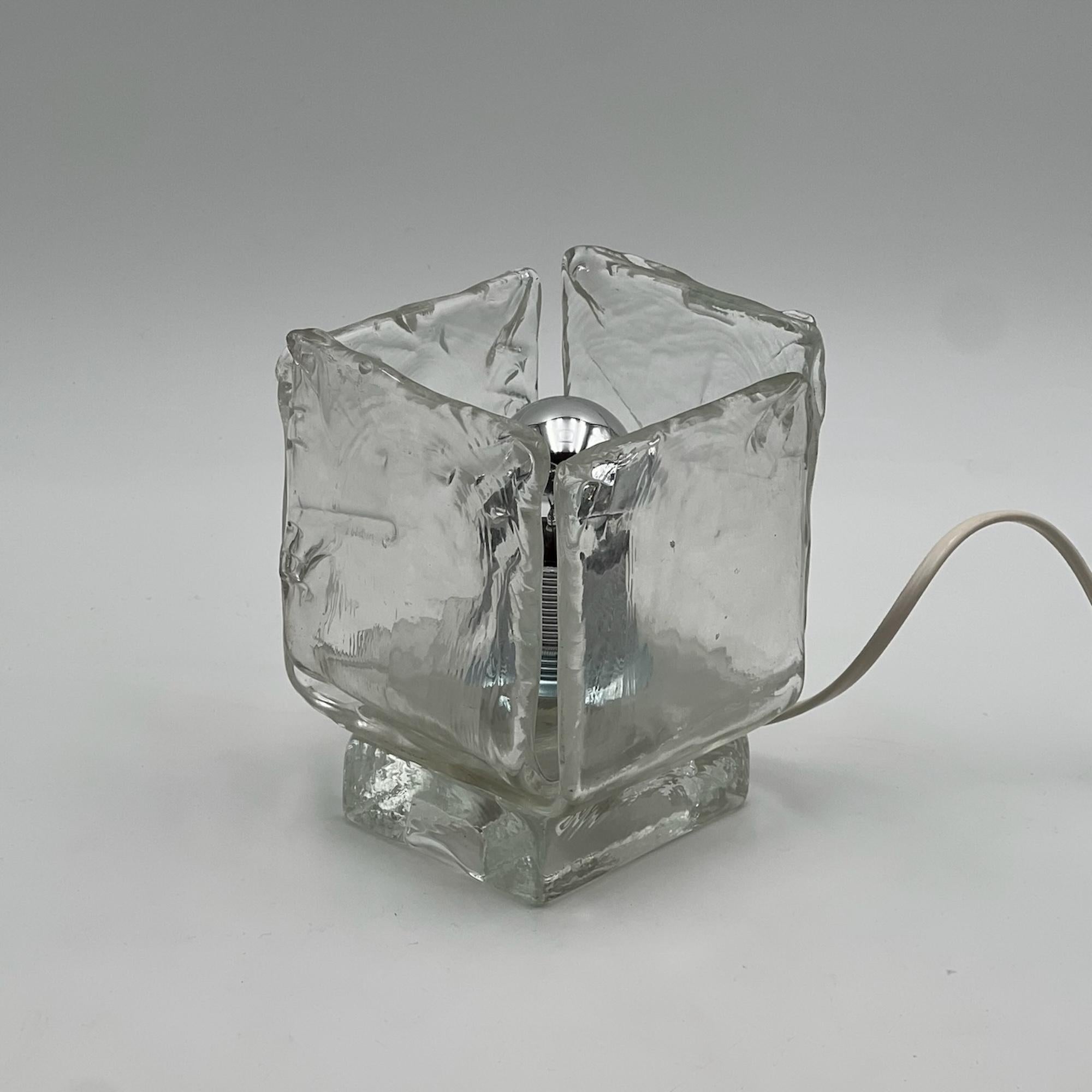 Italian Vintage Murano Ice Glass Lamp by Vetrerie Toso, 1970s For Sale