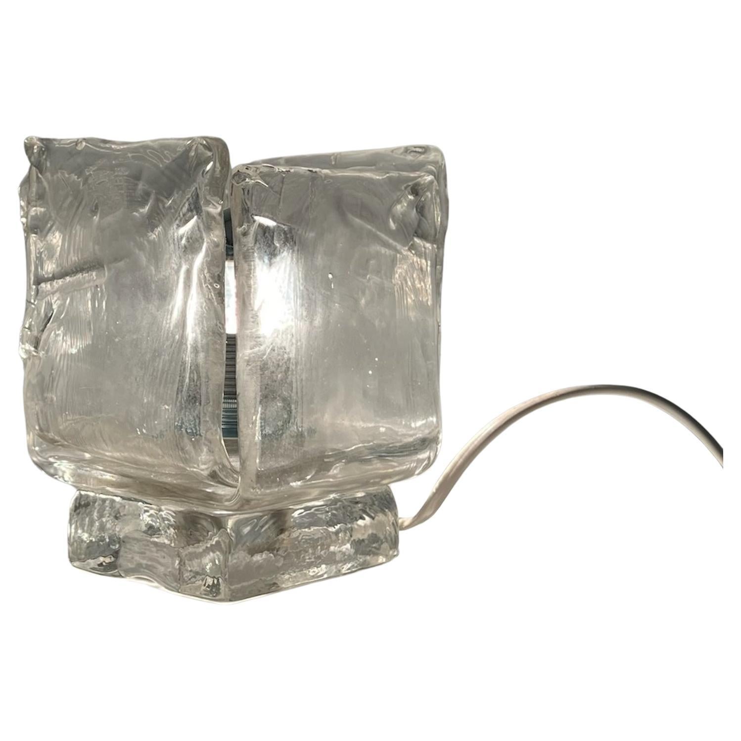 Vintage Murano Ice Glass Lamp by Vetrerie Toso, 1970s