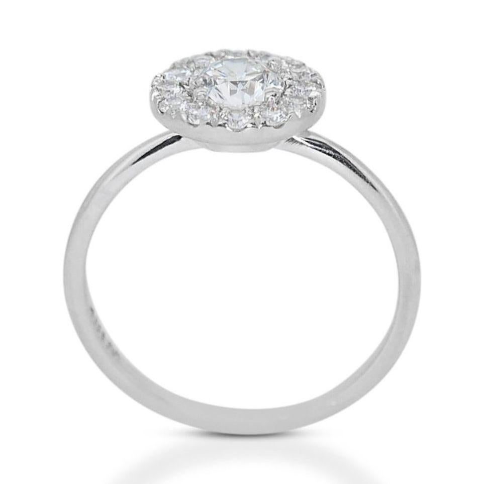 Women's Timeless Elegance: Dazzling 0.8ct Round Diamond Ring in 18K White Gold For Sale