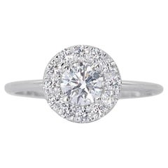 Timeless Elegance: Dazzling 0.8ct Round Diamond Ring in 18K White Gold