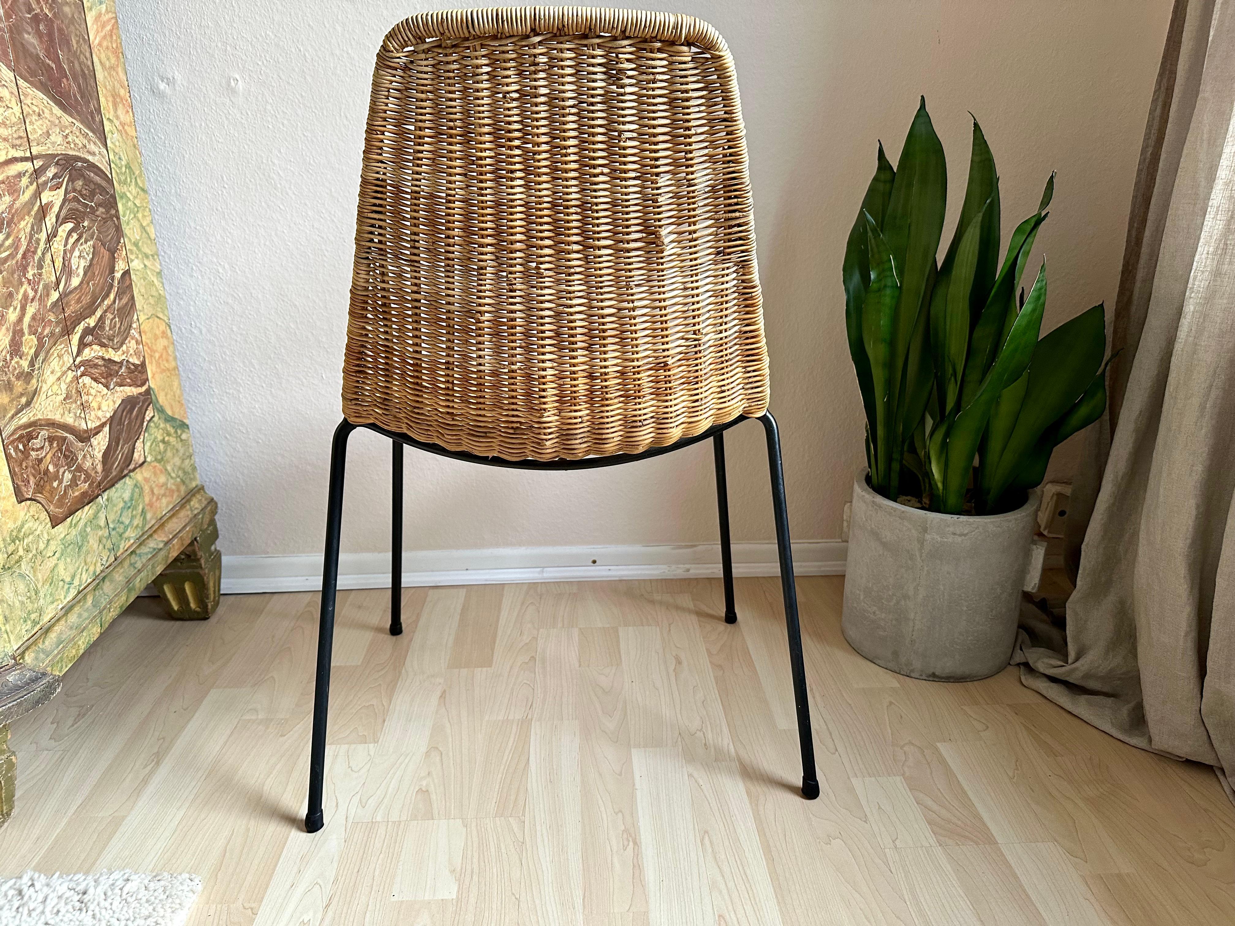 italien Elegance Timeless : La chaise panier Boho en rotin de Gian Franco Legler en vente
