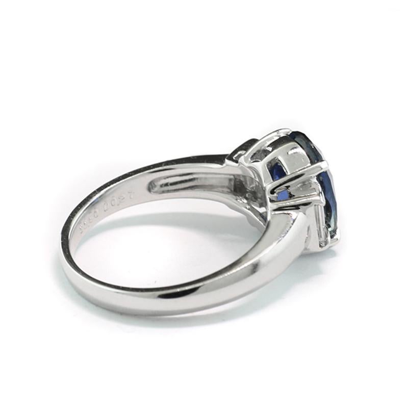 Oval Cut Timeless Elegance: Platinum Trilogy Sapphire & Diamond Ring For Sale