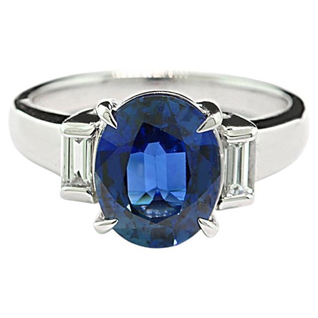 Timeless Elegance: Platinum Trilogy Sapphire & Diamond Ring