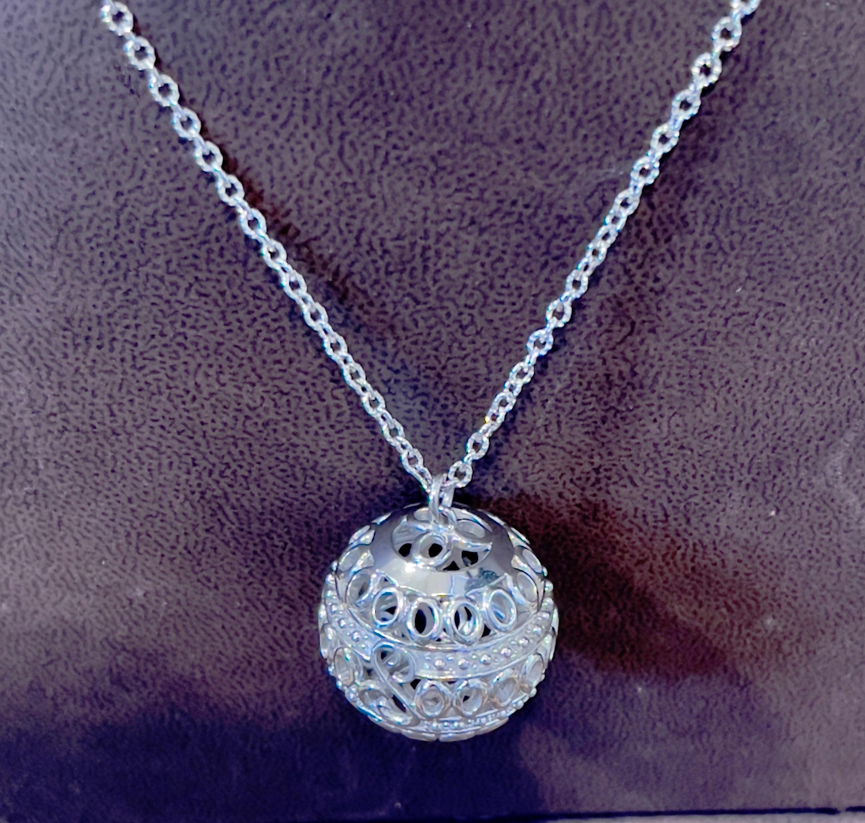 Zeitlose Eleganz Sterlingsilber  Großer runder Kugel  Halskette 20