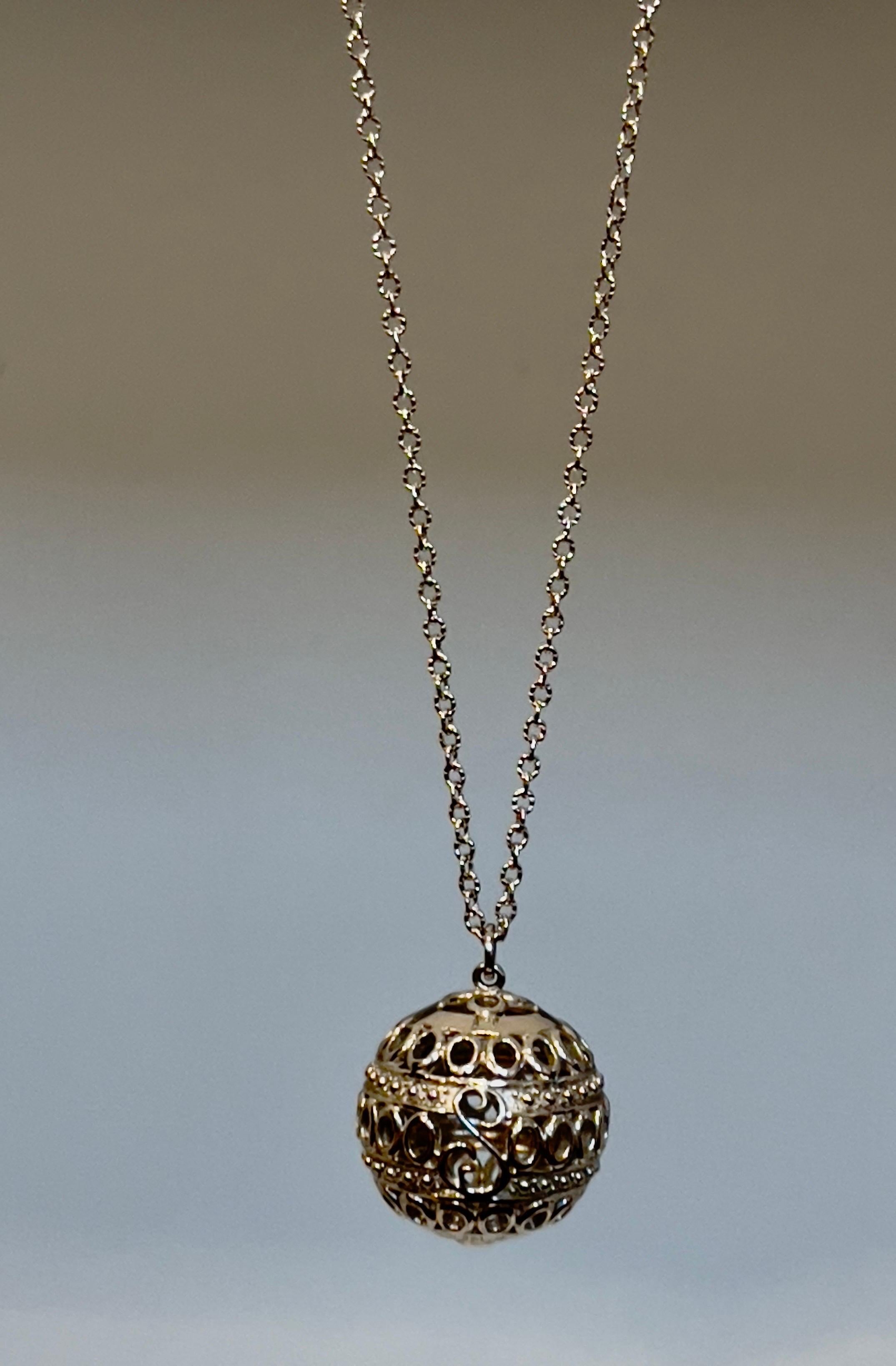 Zeitlose Eleganz Sterlingsilber  Großer runder Kugel  Halskette 20