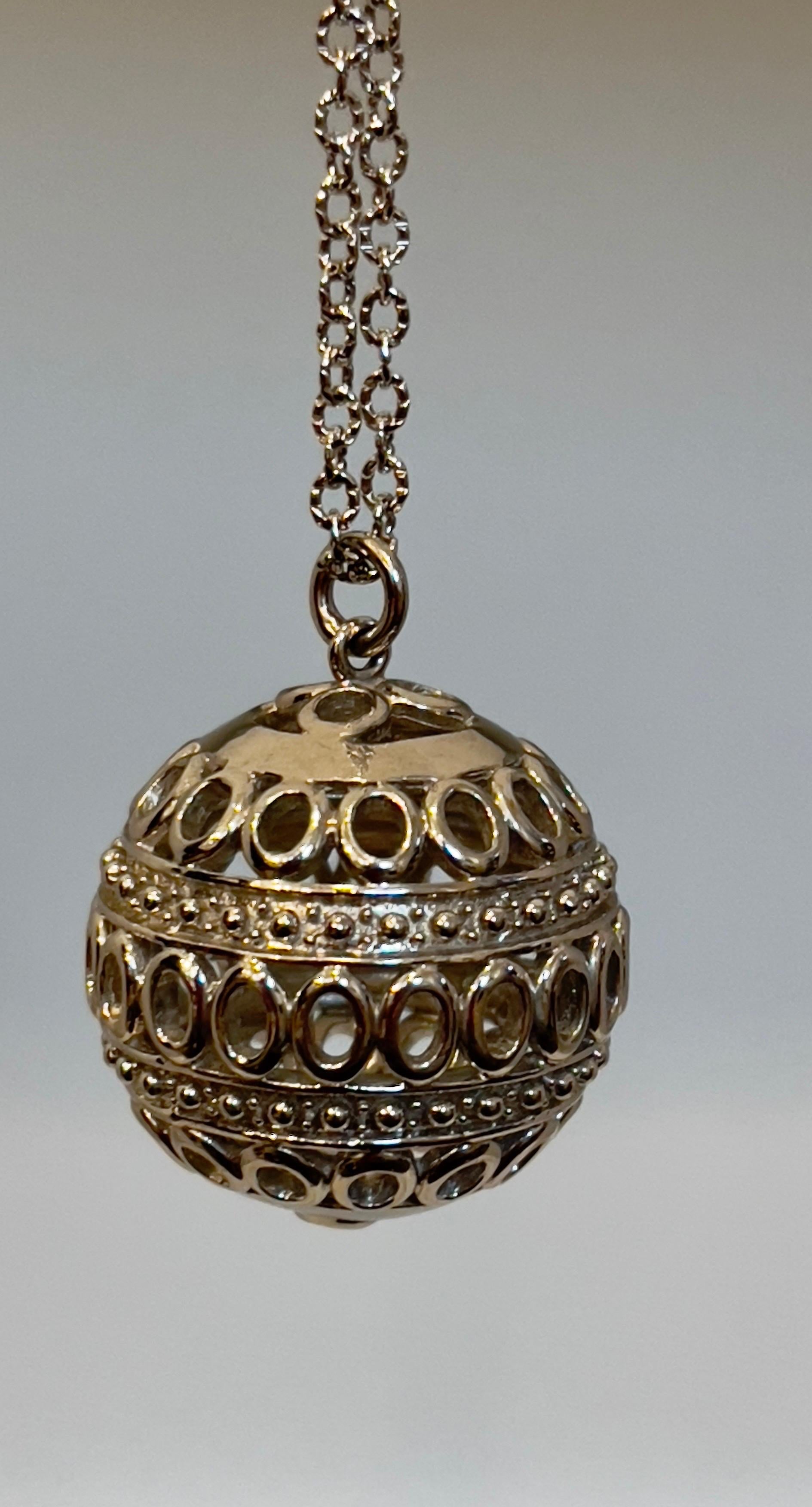 Zeitlose Eleganz Sterlingsilber  Großer runder Kugel  Halskette 20