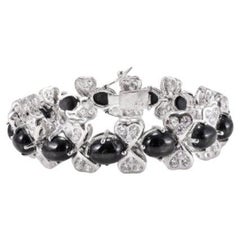 Timeless Elegance Sterling Silver Bracelet with 39.5 CTW Black Star and Diamond