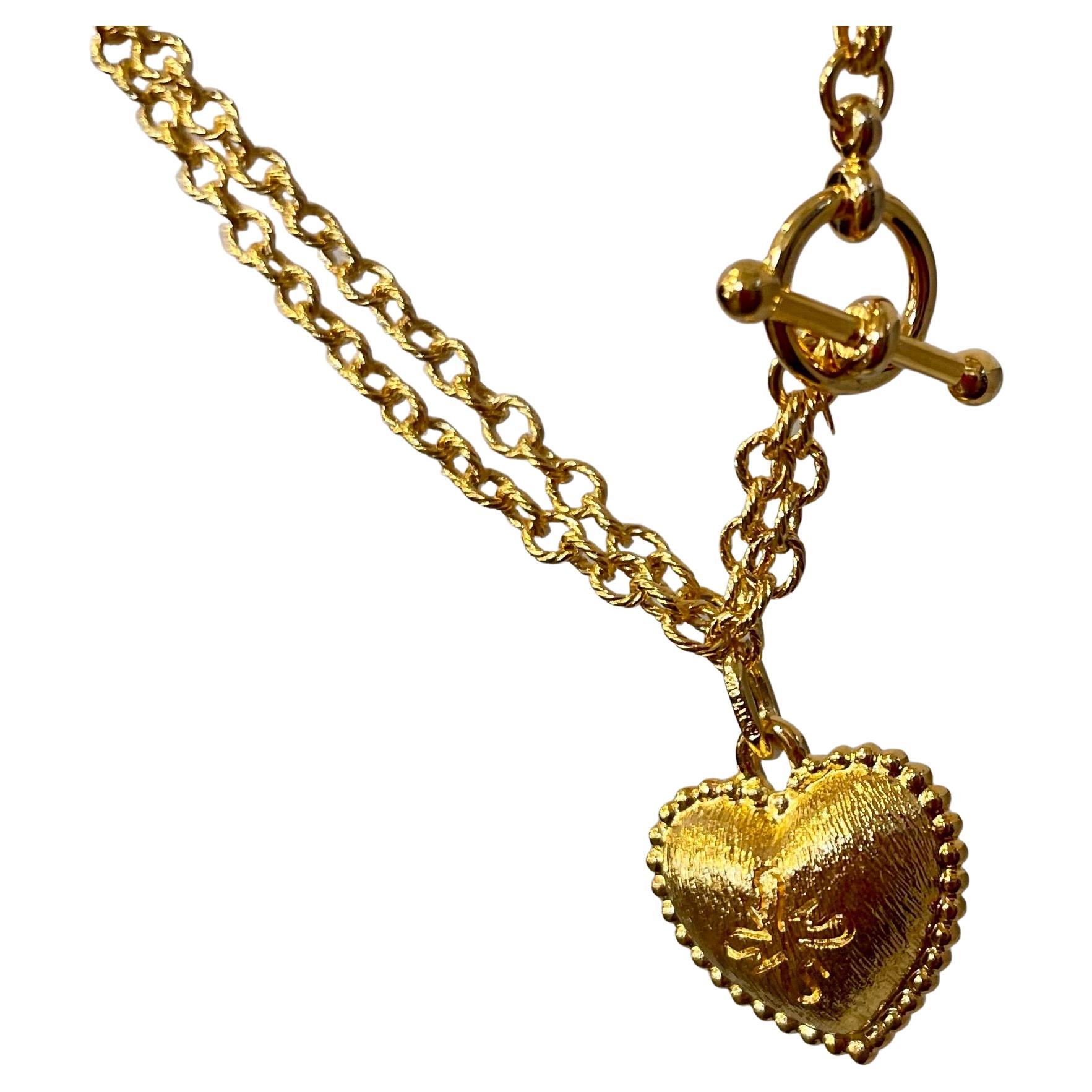 Timeless Elegance Sterling Silver Heart  Bracelet With Gold Polish , 8" Long