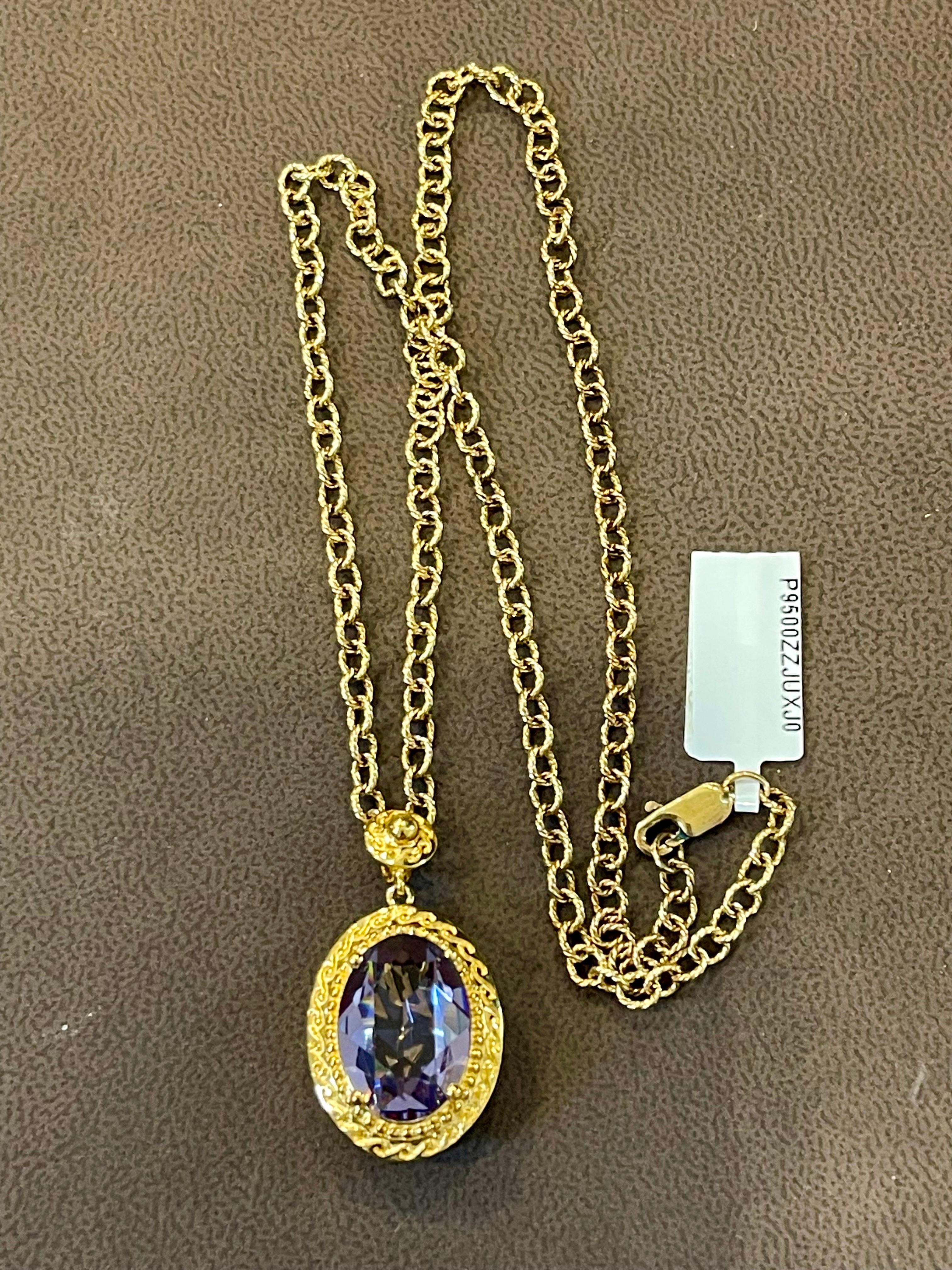 Timeless Elegance Sterling Silver Necklace 18K Vermeil Crystal Tanzanite
This Necklace  is  amazing . Very Fashionable
Pure sterling silver which will not tarnish over time.
19 inch long
It  has yellow gold plating on sterling silver.
Weight of the