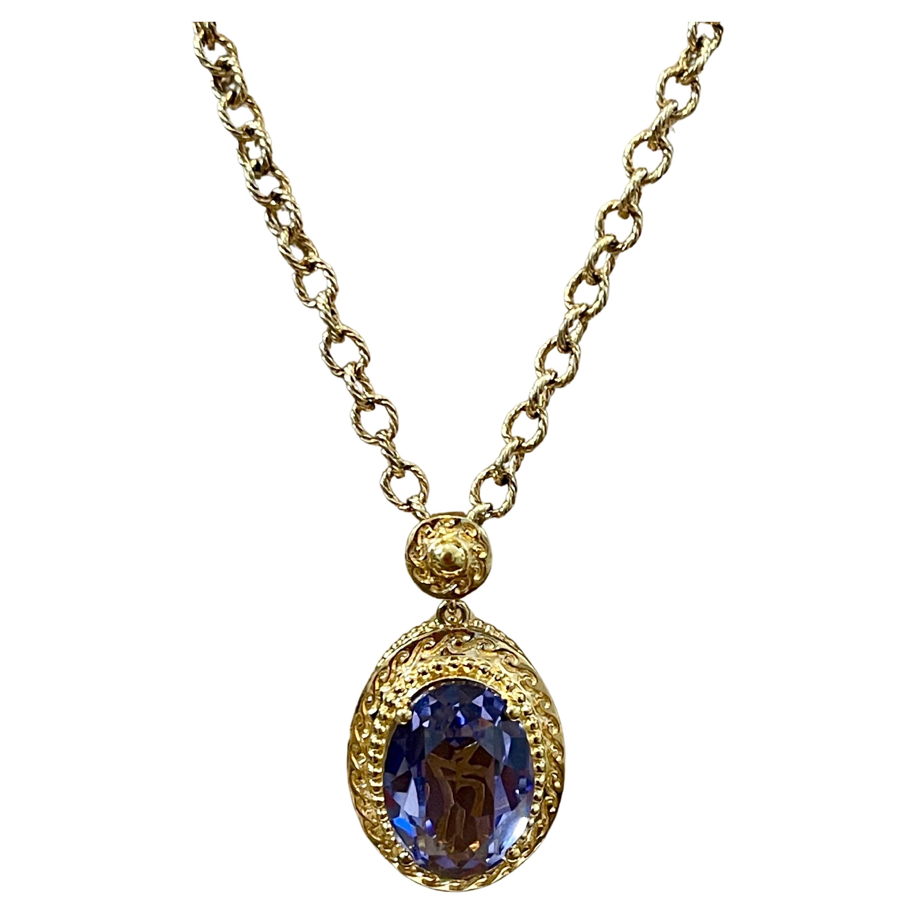 Timeless Elegance Sterling Silver Necklace 18K Vermeil Crystal Tanzanite