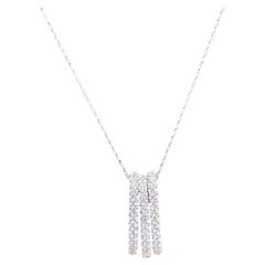 Timeless Elegance Sterling Silver Necklace Three Elongated Rings 18" Chain, CZ
