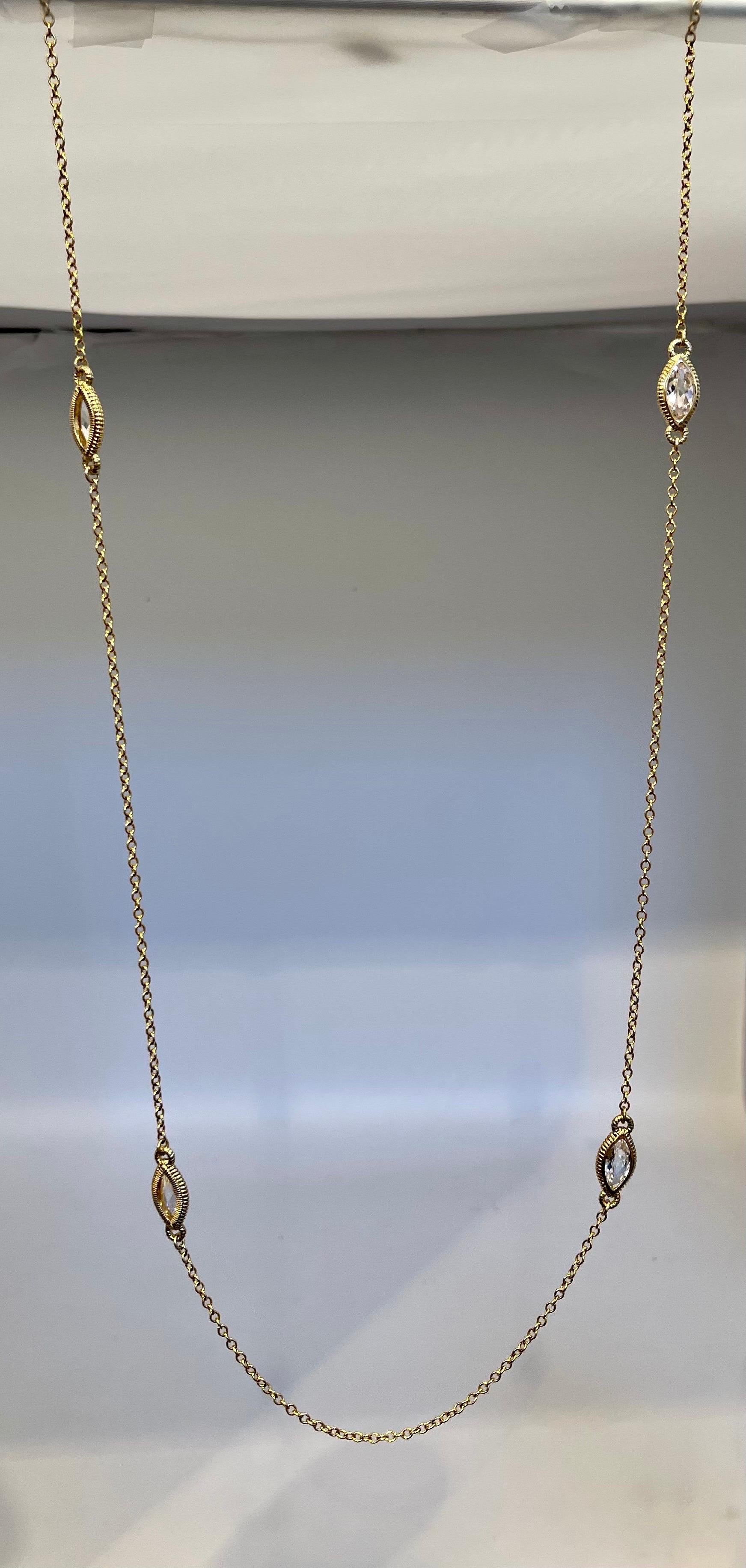 Collana in argento Sterling con zaffiro bianco laboratorio lucidato in oro, Eleganza senza tempo 6