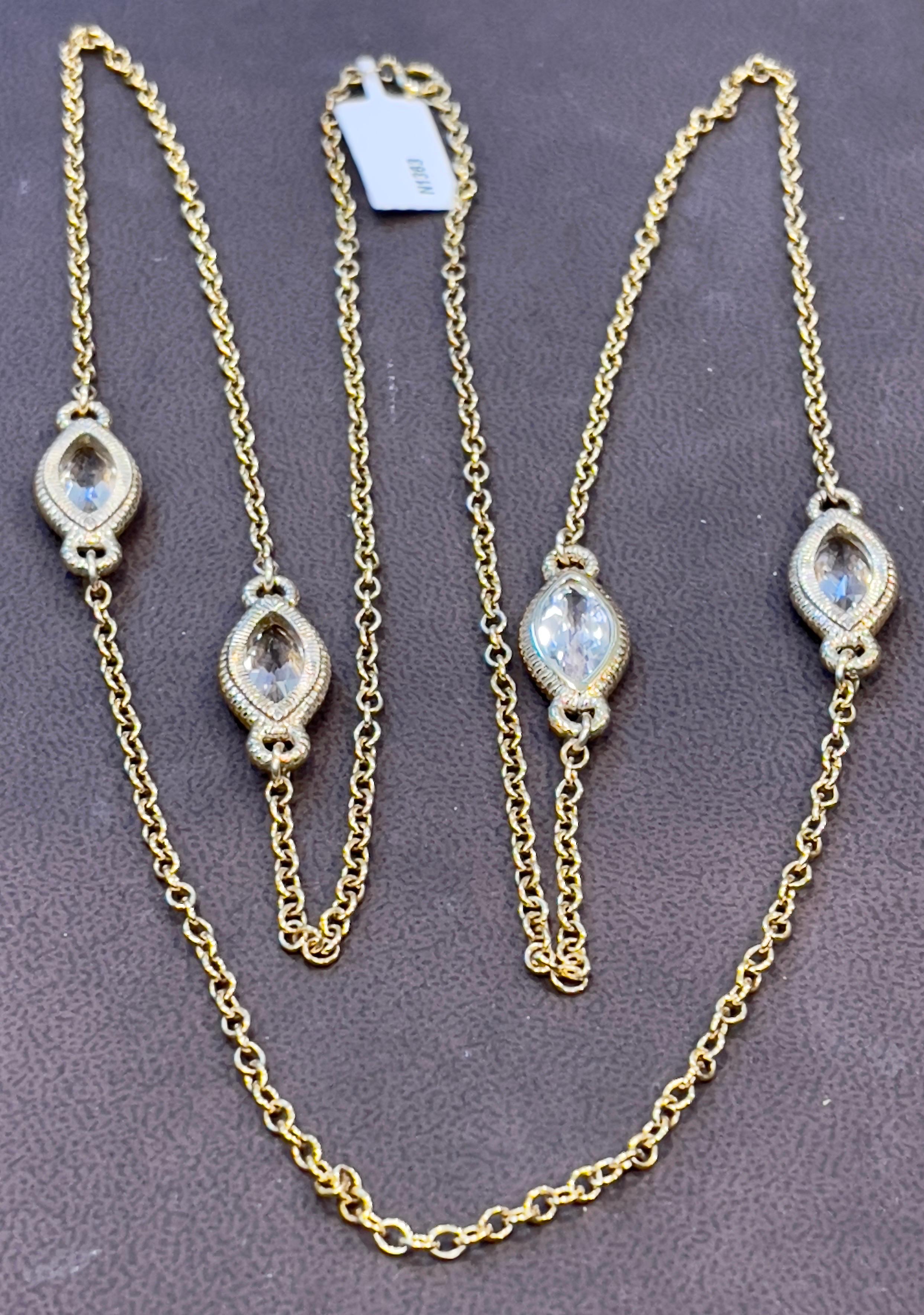 Collana in argento Sterling con zaffiro bianco laboratorio lucidato in oro, Eleganza senza tempo 7