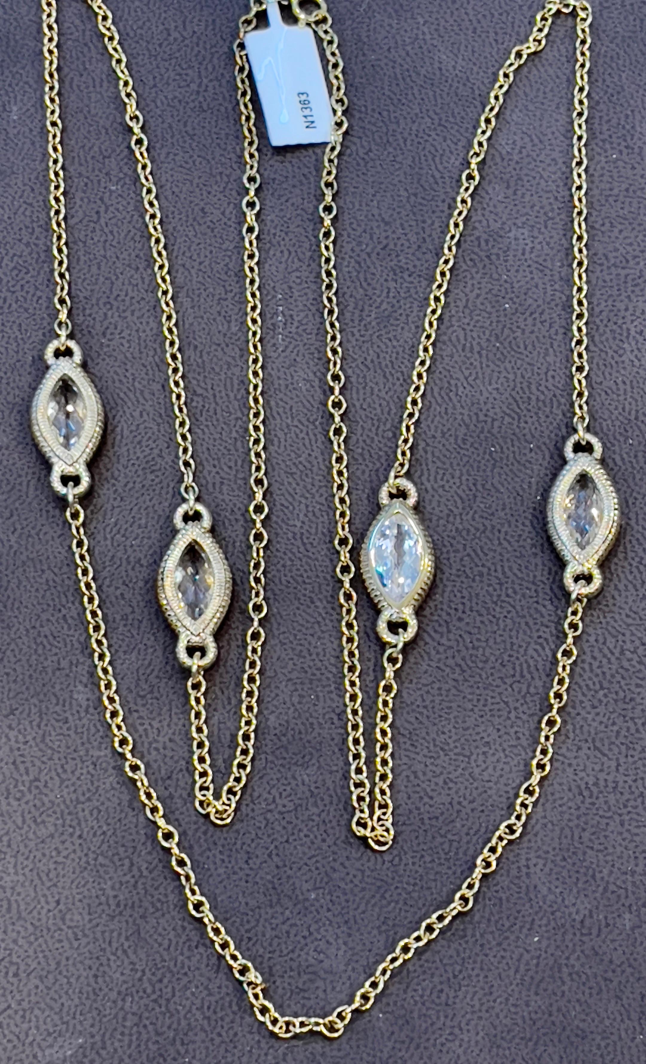 Collana in argento Sterling con zaffiro bianco laboratorio lucidato in oro, Eleganza senza tempo In condizioni Nuovo a New York, NY