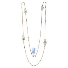 Collana in argento Sterling con zaffiro bianco laboratorio lucidato in oro, Eleganza senza tempo