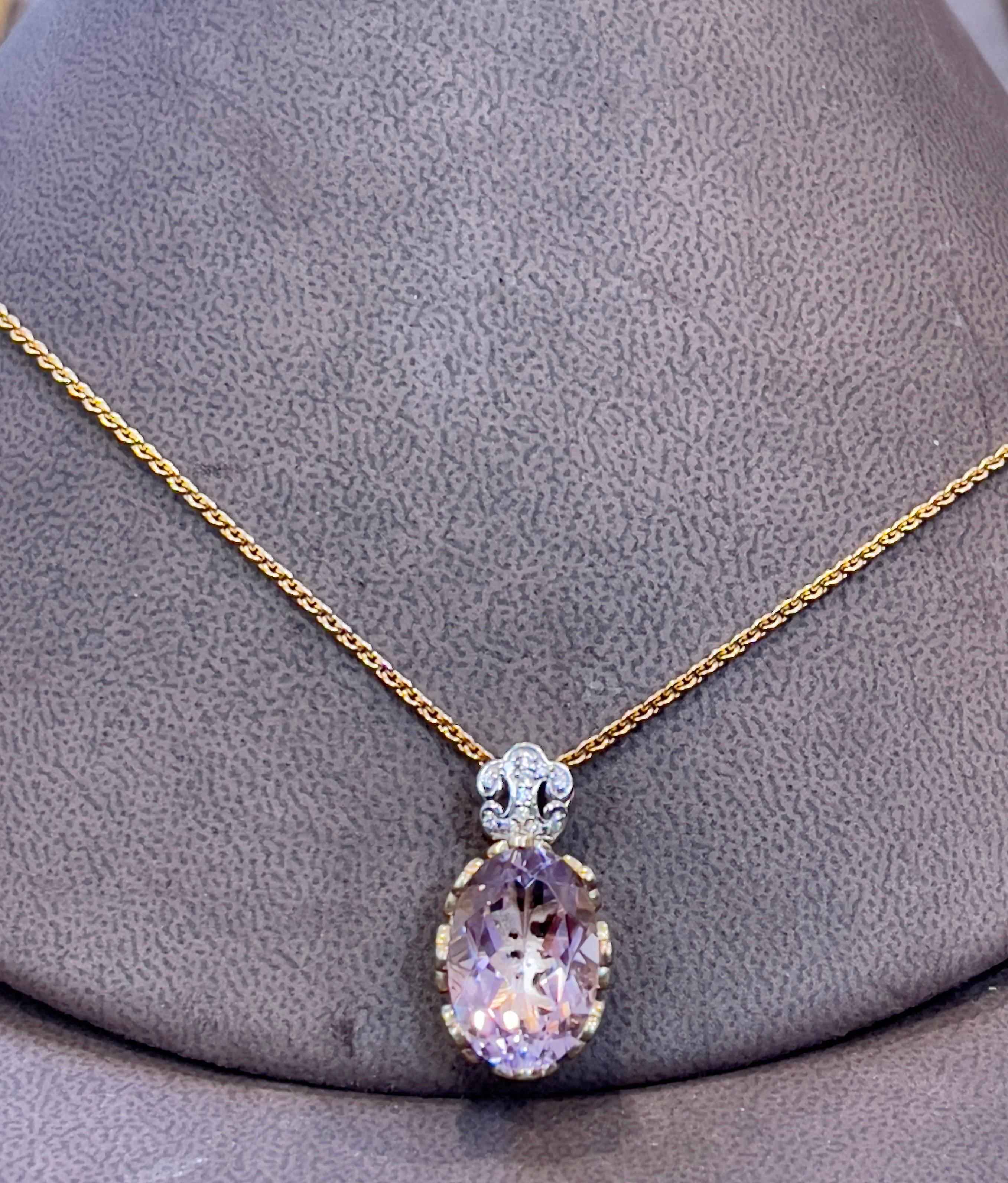 Women's Timeless Elegance Sterling Silver Necklace With Gold Polish Rose Amethyst & CZ