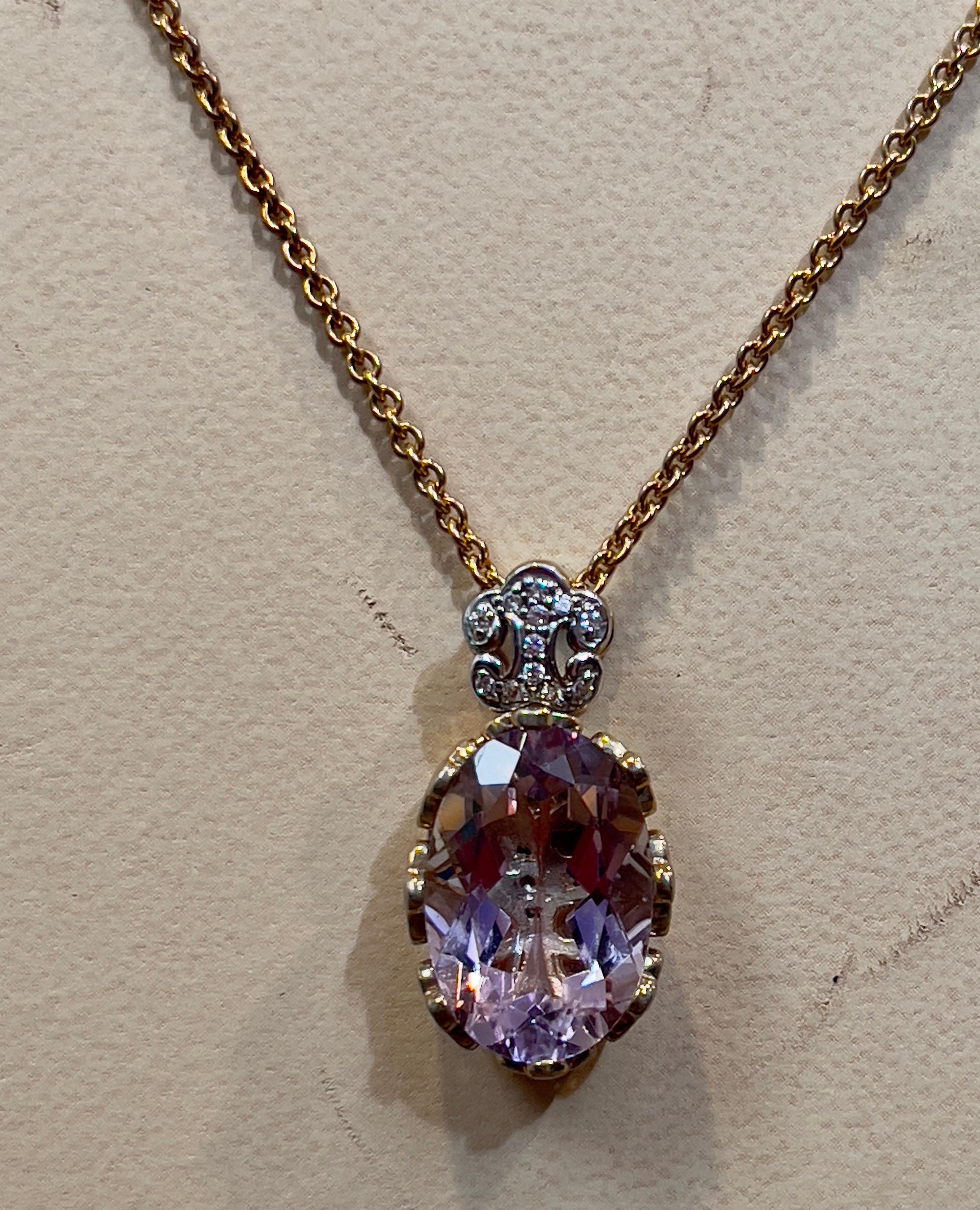 Timeless Elegance Sterling Silver Necklace With Gold Polish Rose Amethyst & CZ 3