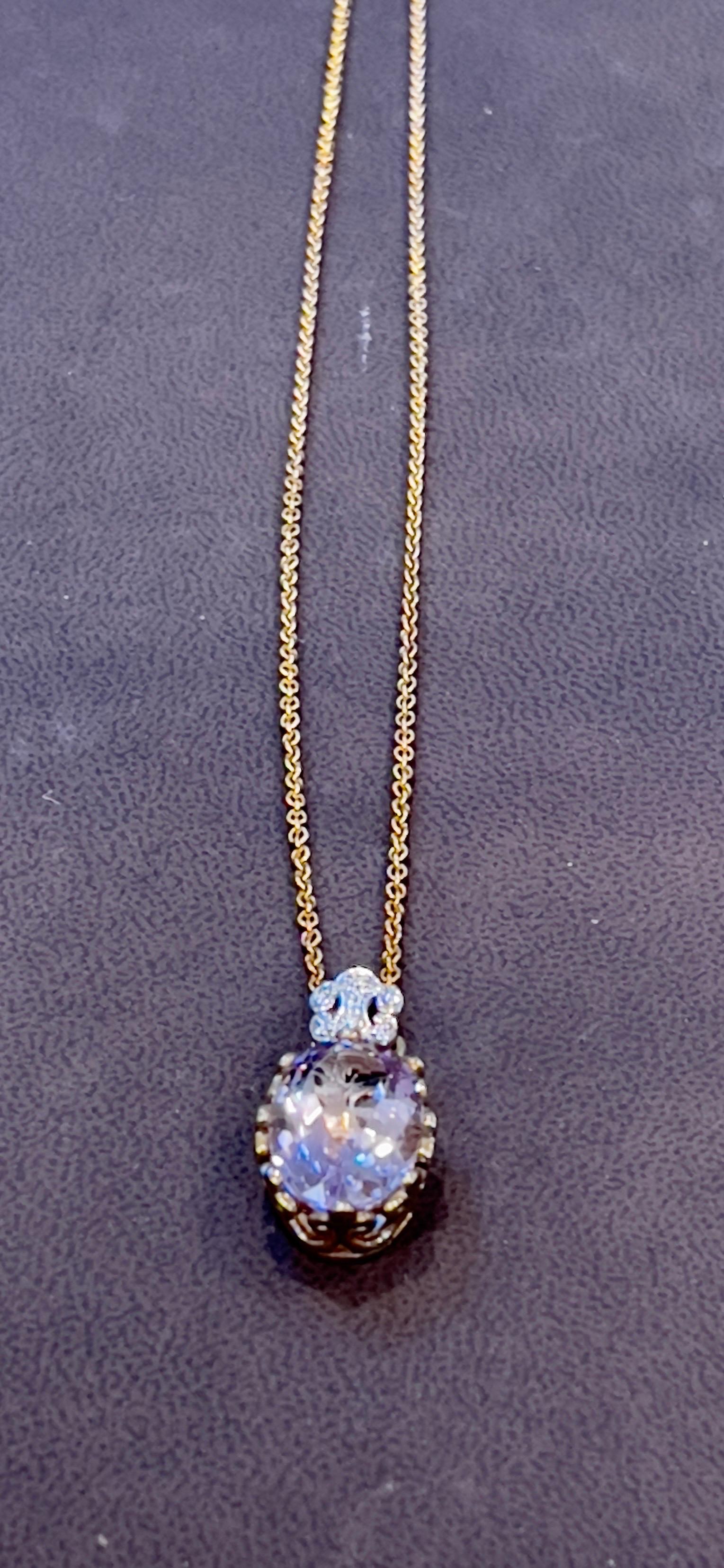 Timeless Elegance Sterling Silver Necklace With Gold Polish Rose Amethyst & CZ 4