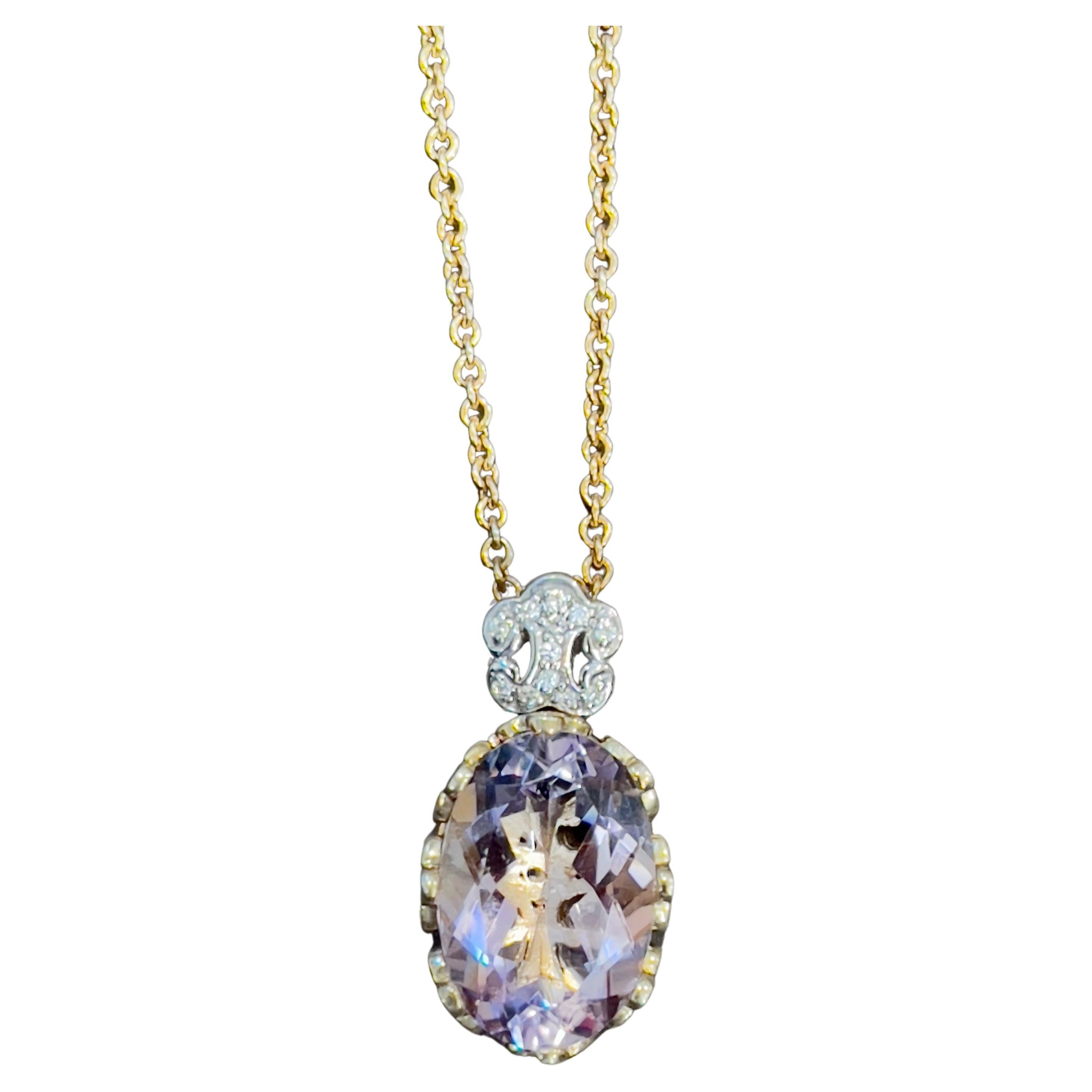 Timeless Elegance Sterling Silver Necklace With Gold Polish Rose Amethyst & CZ