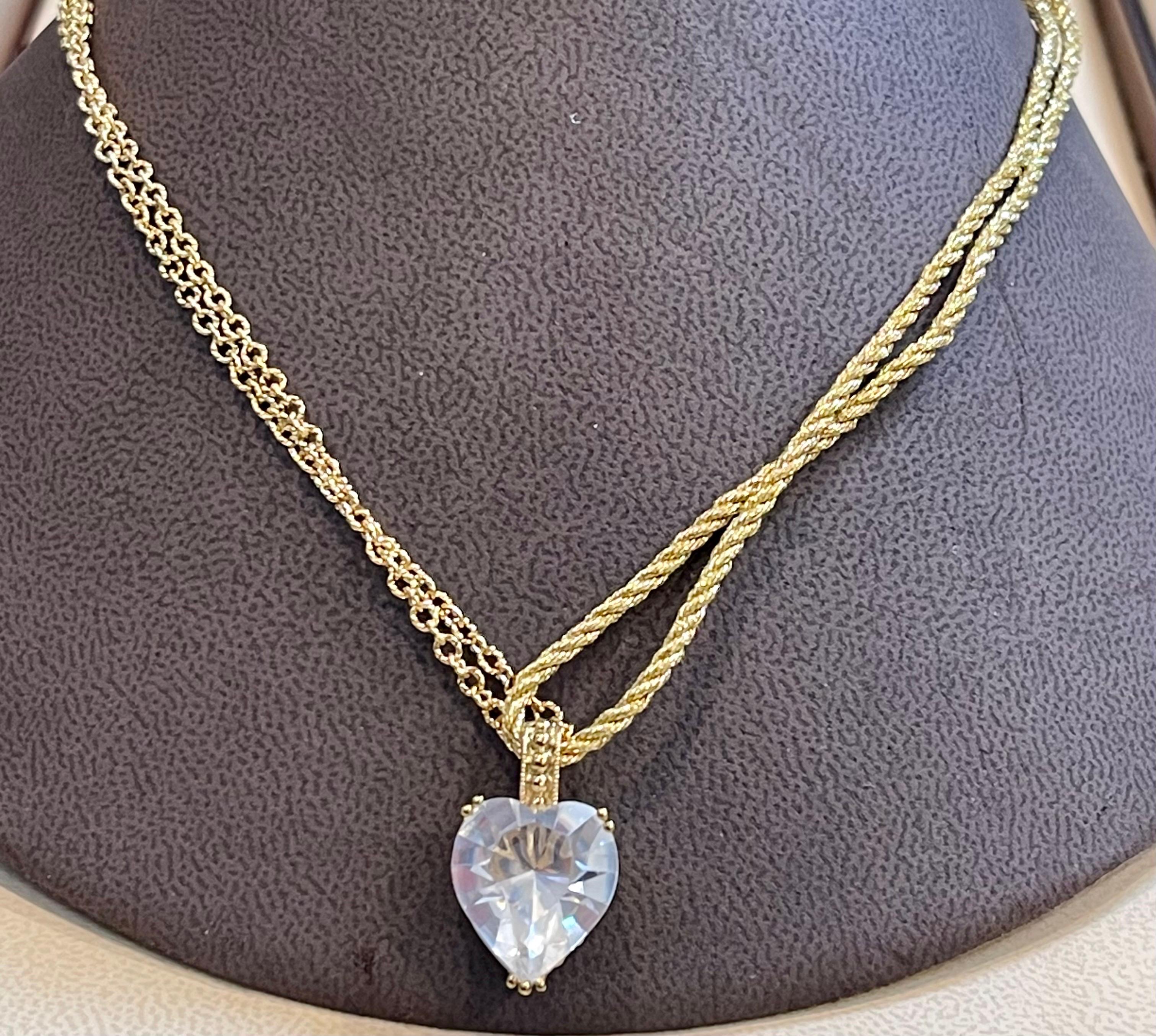 Timeless Elegance Sterling Silver Necklace with Golden Rope & Crystal Heart 2