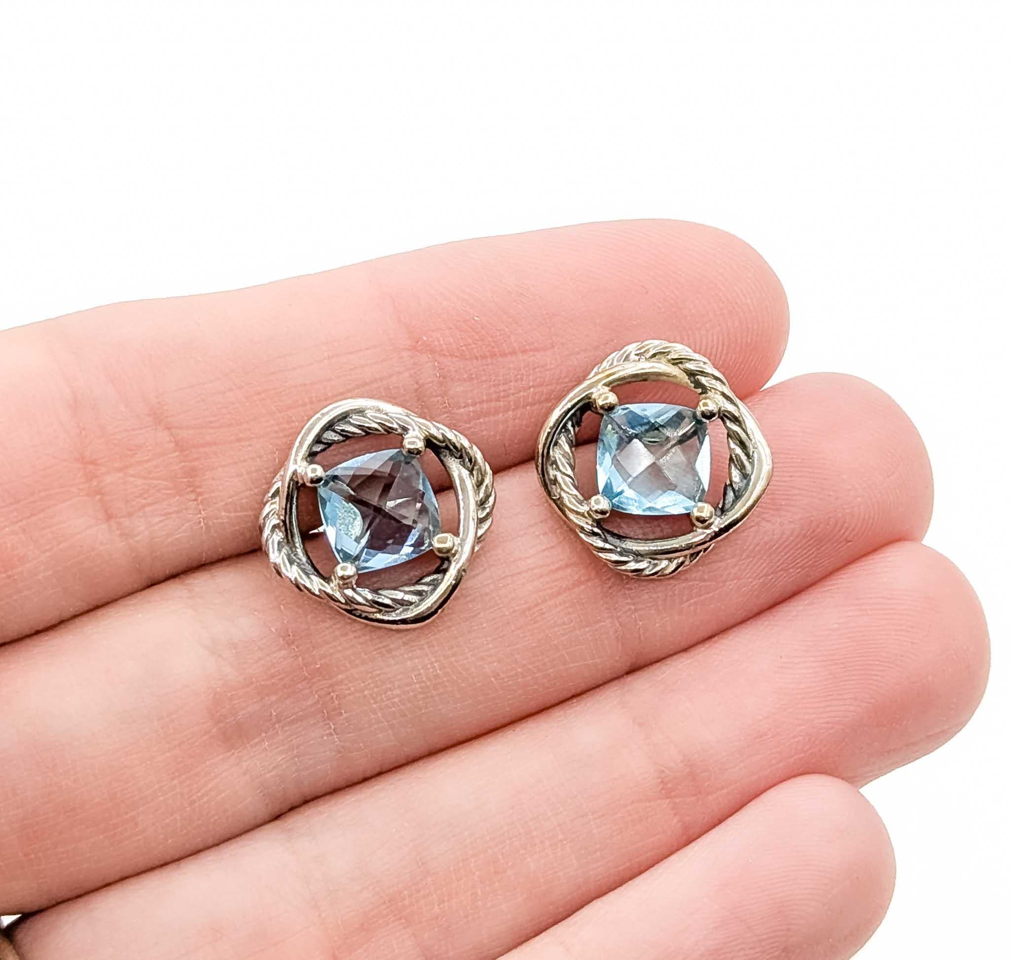 Modern Timeless Elegance: Topaz Sterling Silver Earrings For Sale