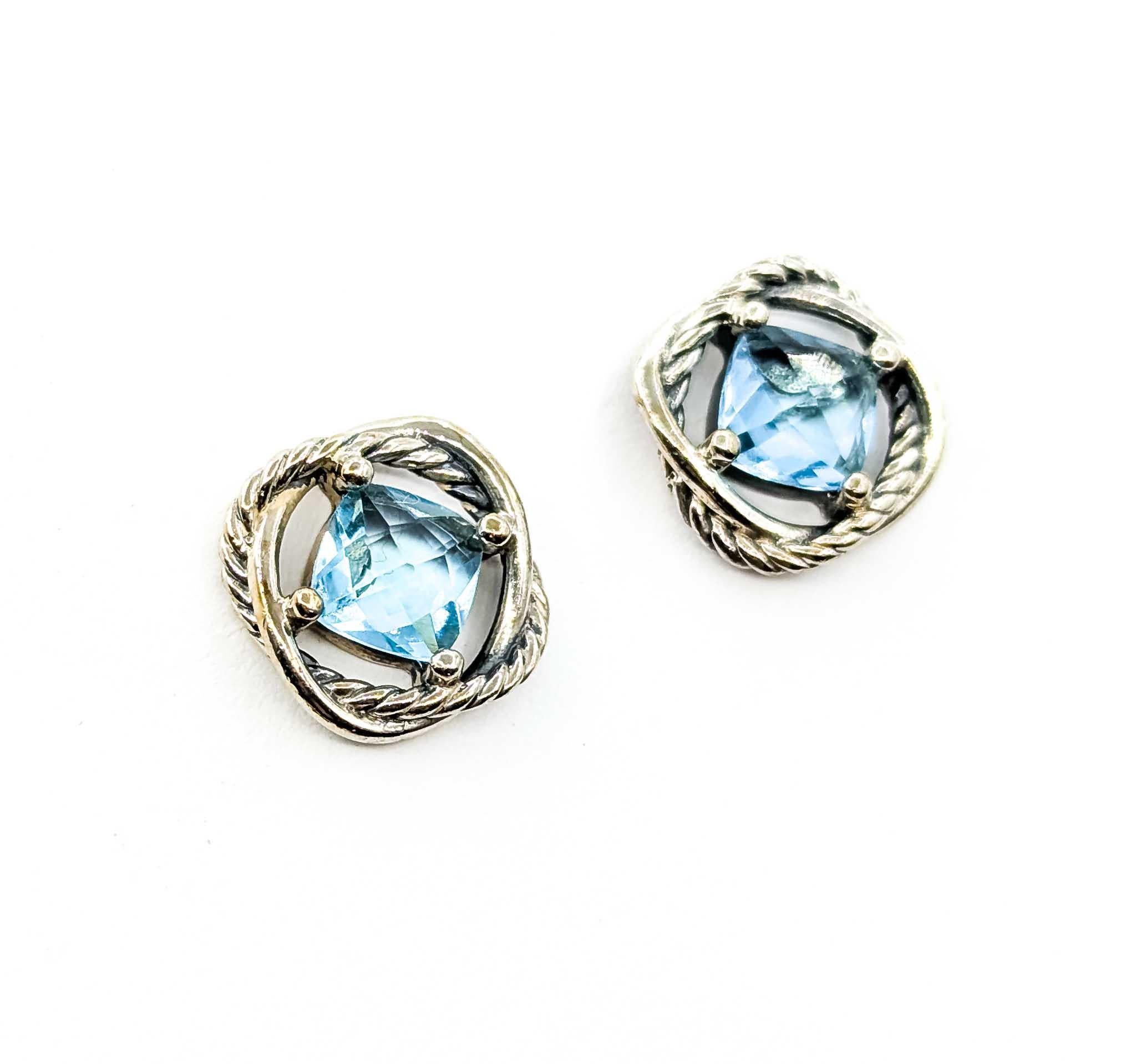 Cushion Cut Timeless Elegance: Topaz Sterling Silver Earrings For Sale