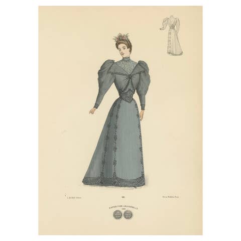 Timeless Elegance: Victorian Fashion Litho by Michau from the Expo Universelle