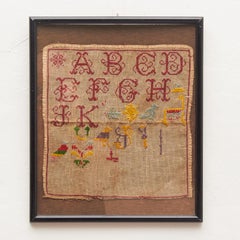 Timeless Elegance: Vintage 20th Century Color Cross-Stitch Sampler