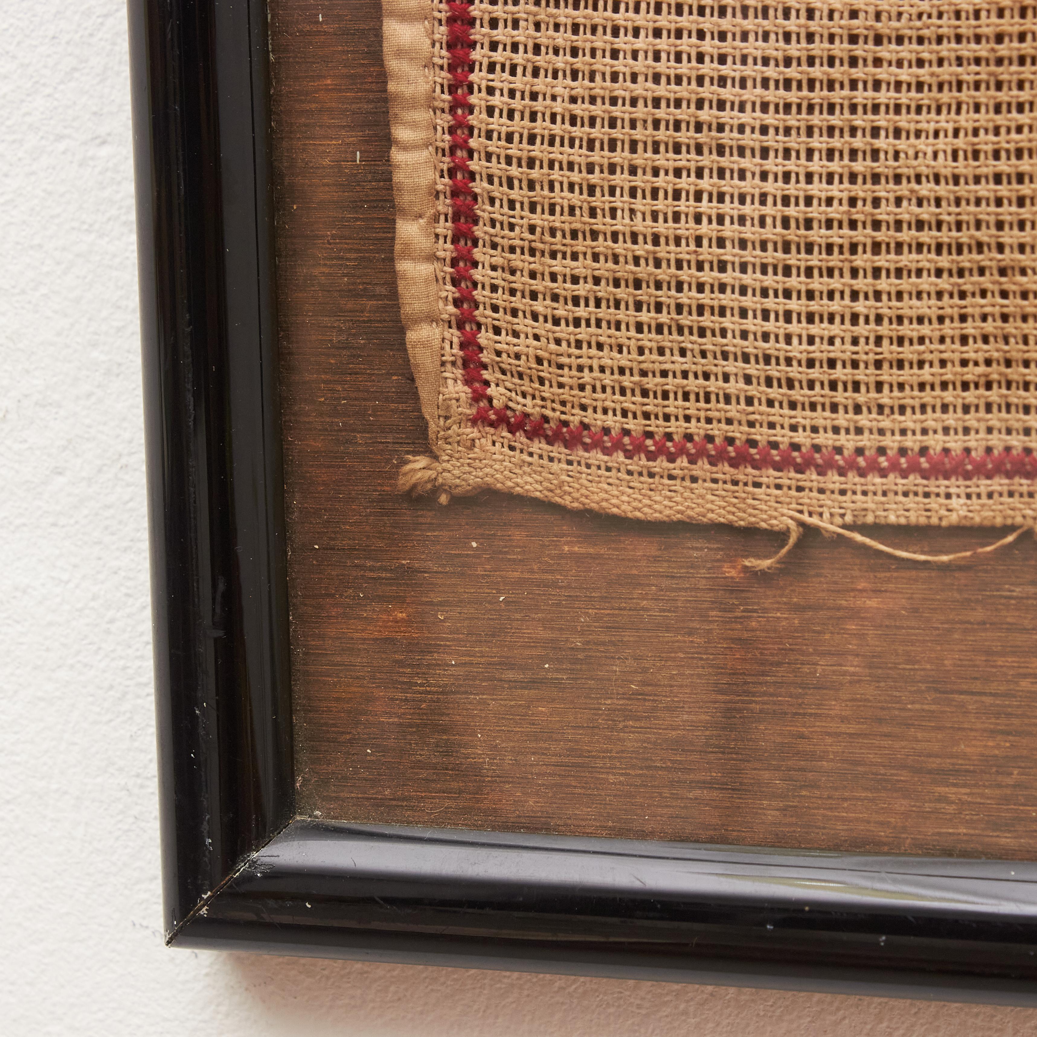 Timeless Elegance: Vintage 20th Century Color Cross-Stitch Sampler In Fair Condition For Sale In Barcelona, ES